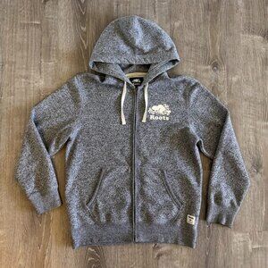 ROOTS Organic Original Full Zip Hoodie | Women's Small Salt & Pepper Ivory